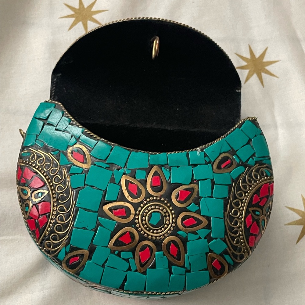 Vintage Handmade Hard Shell Mosaic Crossbody - Picture 4 of 9
